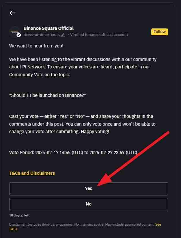 Pi币要上币安？币安的Pi币投票活动开启(附投票地址)